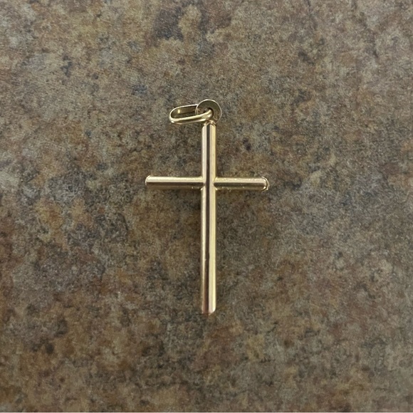 10K Yellow Gold (18mm) Plain Hollow Cross Pendant Only - Picture 3 of 14